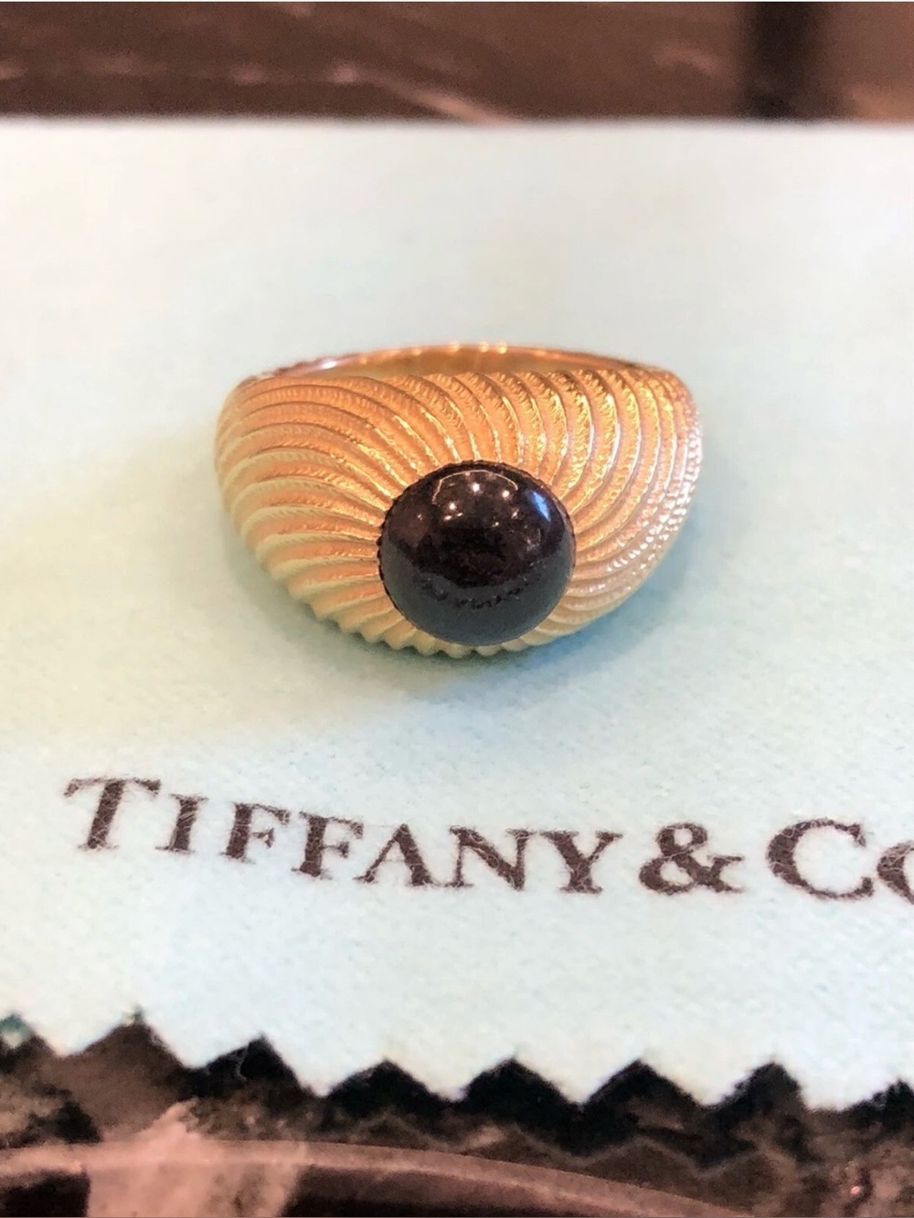 Tiffany & Co. Ring Schlumberger Studios Onyx 18k Yellow Gold Men's sz 9